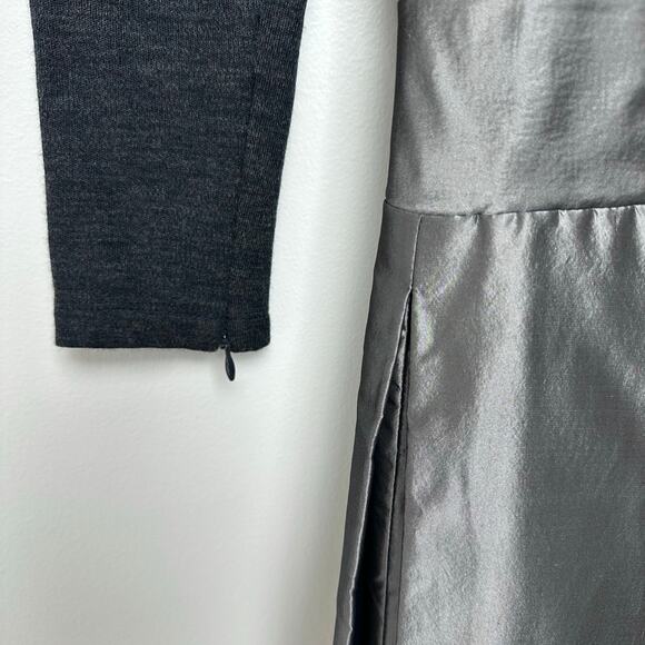 Rickie Freeman Teri Jon Wool Fit and Flare Bow Taffeta Dress | Gray Silver |SZ 2 - Picture 8 of 10